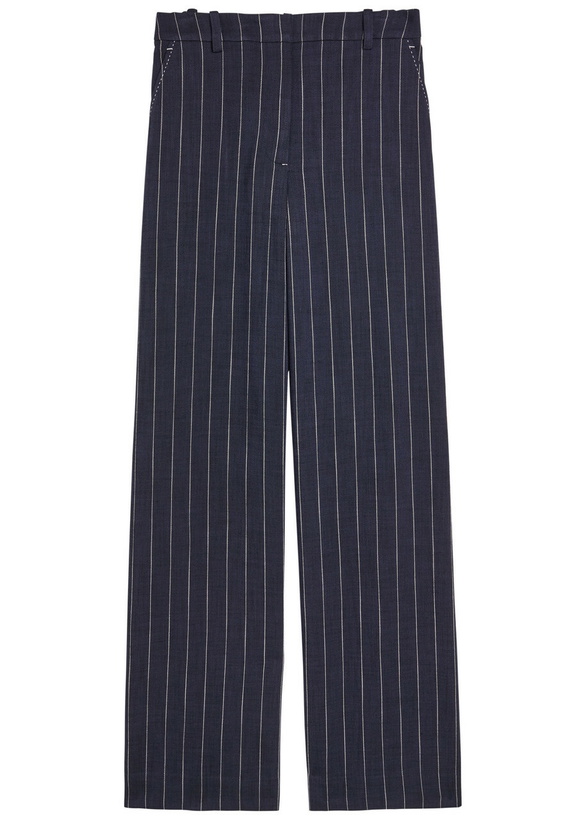 Photo: Simkhai Tavar Pinstripe Straight-leg Canvas Trousers Navy