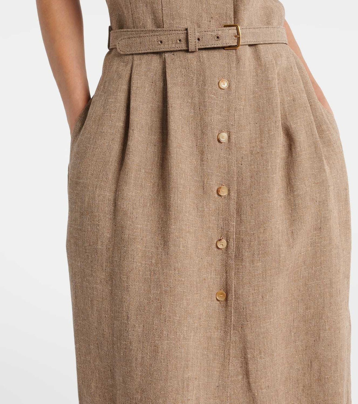 Loro Piana Maise belted linen crêpe shirt dress