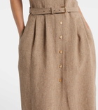 Loro Piana Maise belted linen crêpe shirt dress