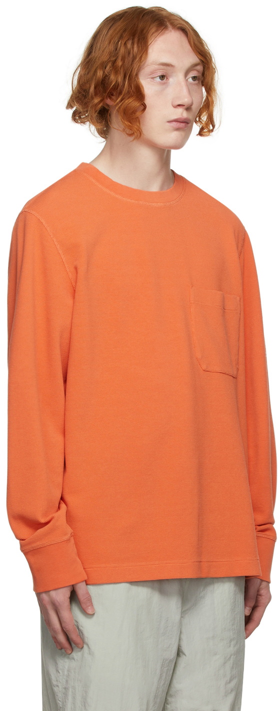 Helmut Lang Orange Waffle Knit Long Sleeve T-Shirt Helmut Lang