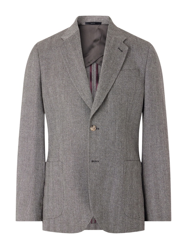 Photo: Paul Smith - Wool and Cashmere-Blend Herringbone Suit Jacket - Gray