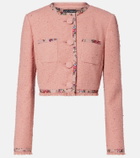 Dolce&Gabbana Floral cropped cotton-blend tweed jacket