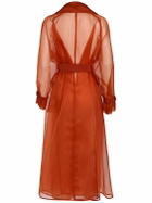 MAX MARA Rauche Belted Silk Organza Trench Coat