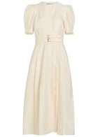 Gabriela Hearst Patricia Belted Linen Midi Dress Ivory