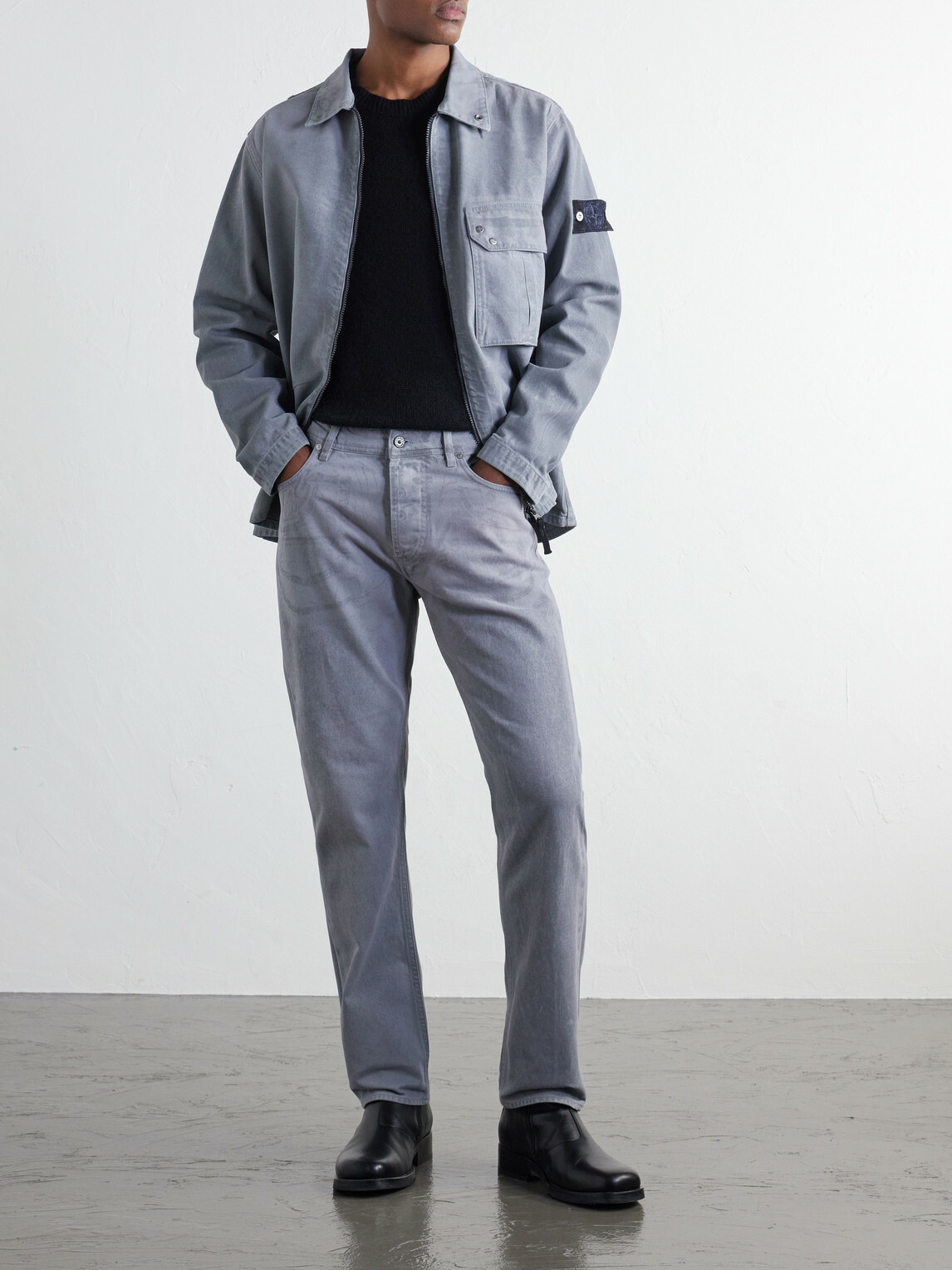 Stone Island - DENIM Straight-Leg Corroded Bull Denim-TC Jeans - Gray