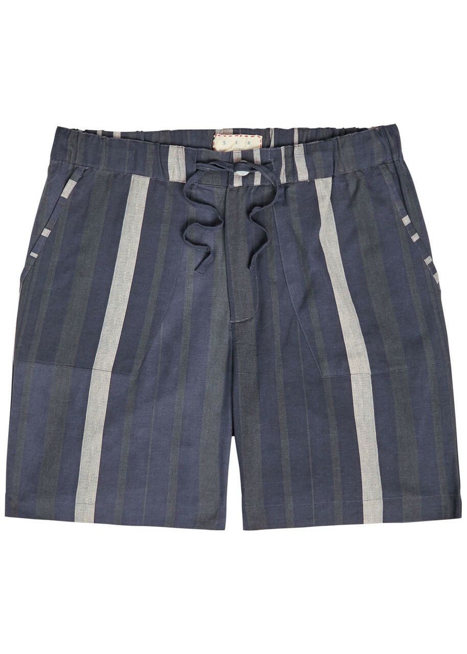 Smr Days Escubelle Striped Cotton and Linen-blend Shorts Navy