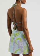 Bernadette Delilah Floral-print Linen Mini Dress Blue