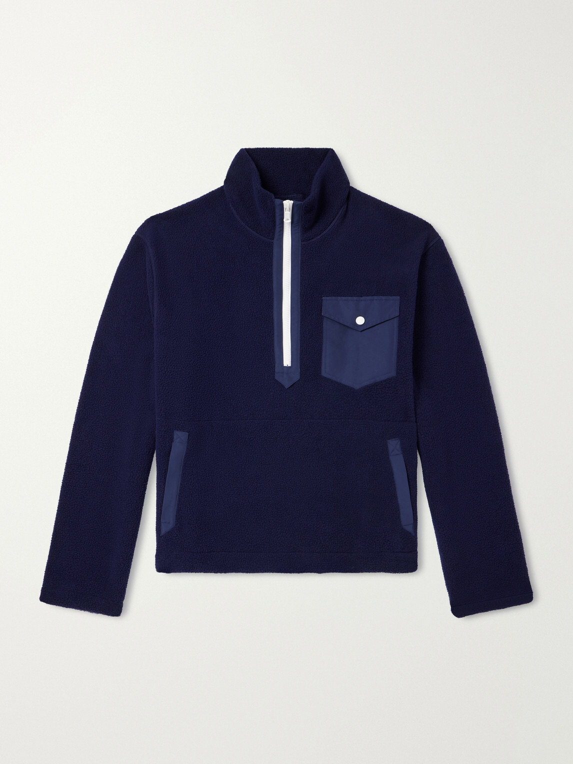 Drake's - Shell-Trimmed Fleece Half-Zip Jacket - Blue