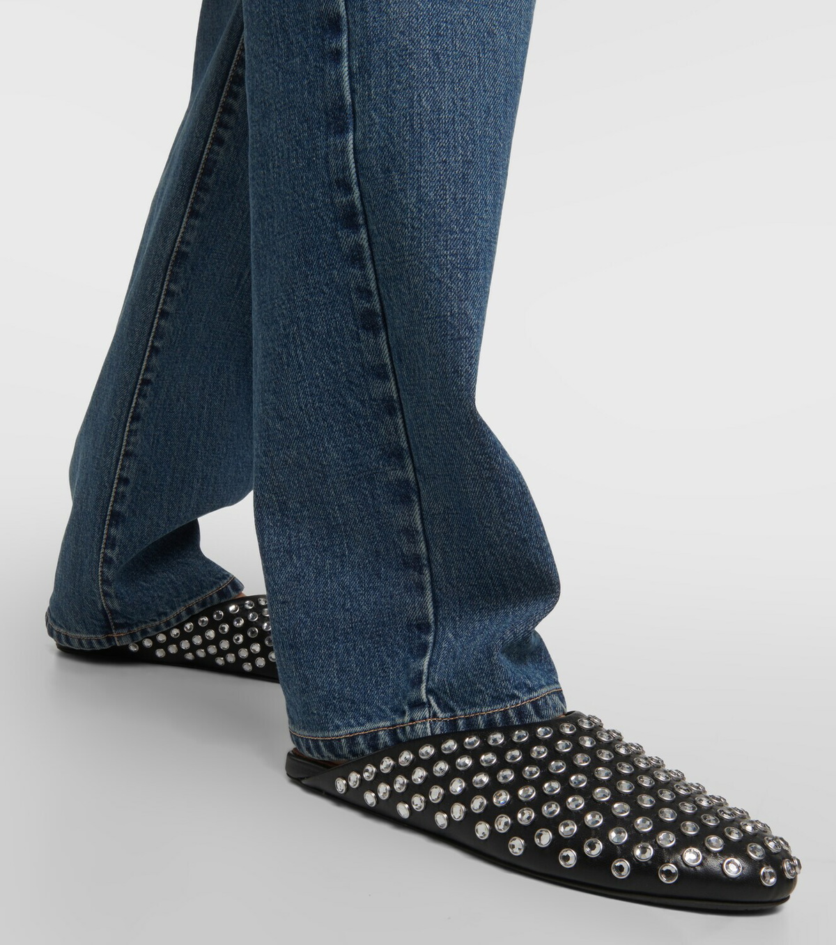 Alaïa Crystal-embellished leather mules ALAÏA