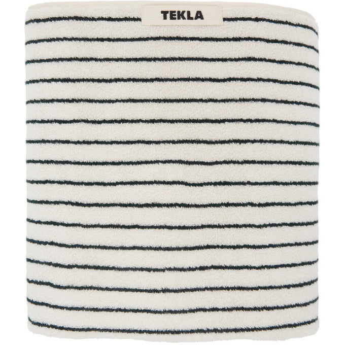 Photo: Tekla Off-White and Green Striped Organic Towel