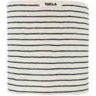 Tekla Off-White and Green Striped Organic Towel