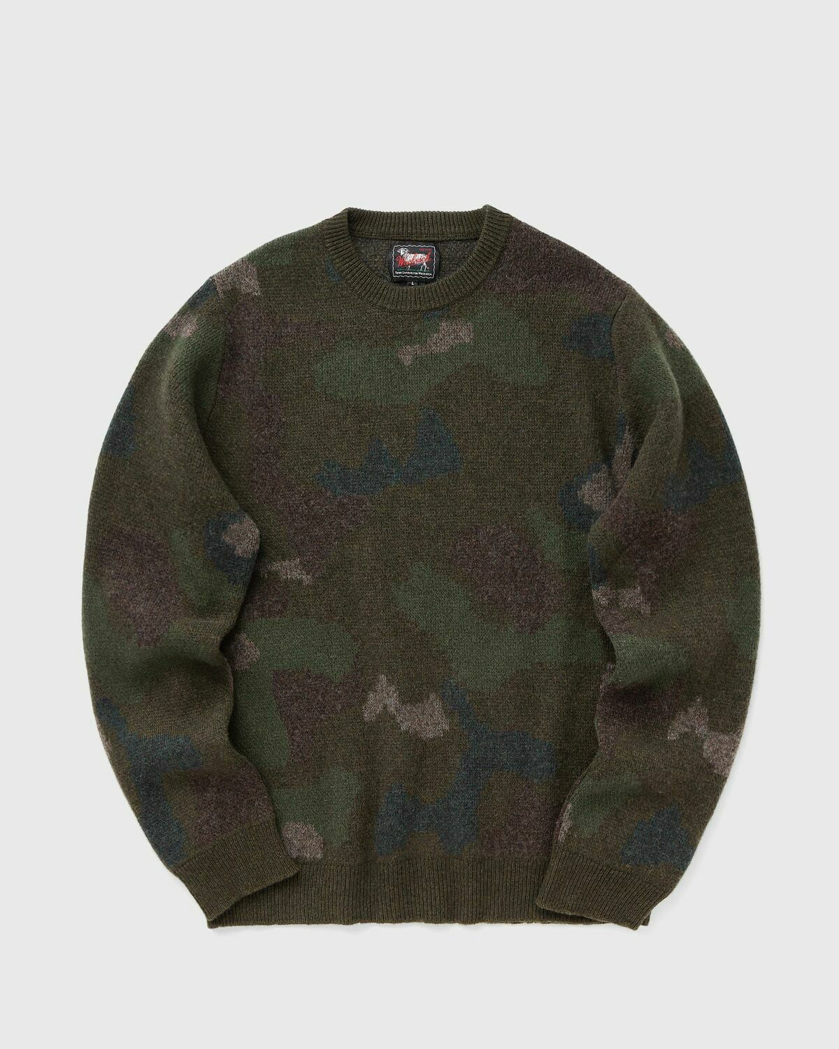 WOOLRICH BLACK LABEL - LAMBSWOOL CAMO CREWNECK Green Mens Pullover