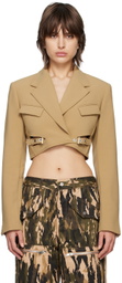 Dion Lee Khaki Interlock Cropped Blazer
