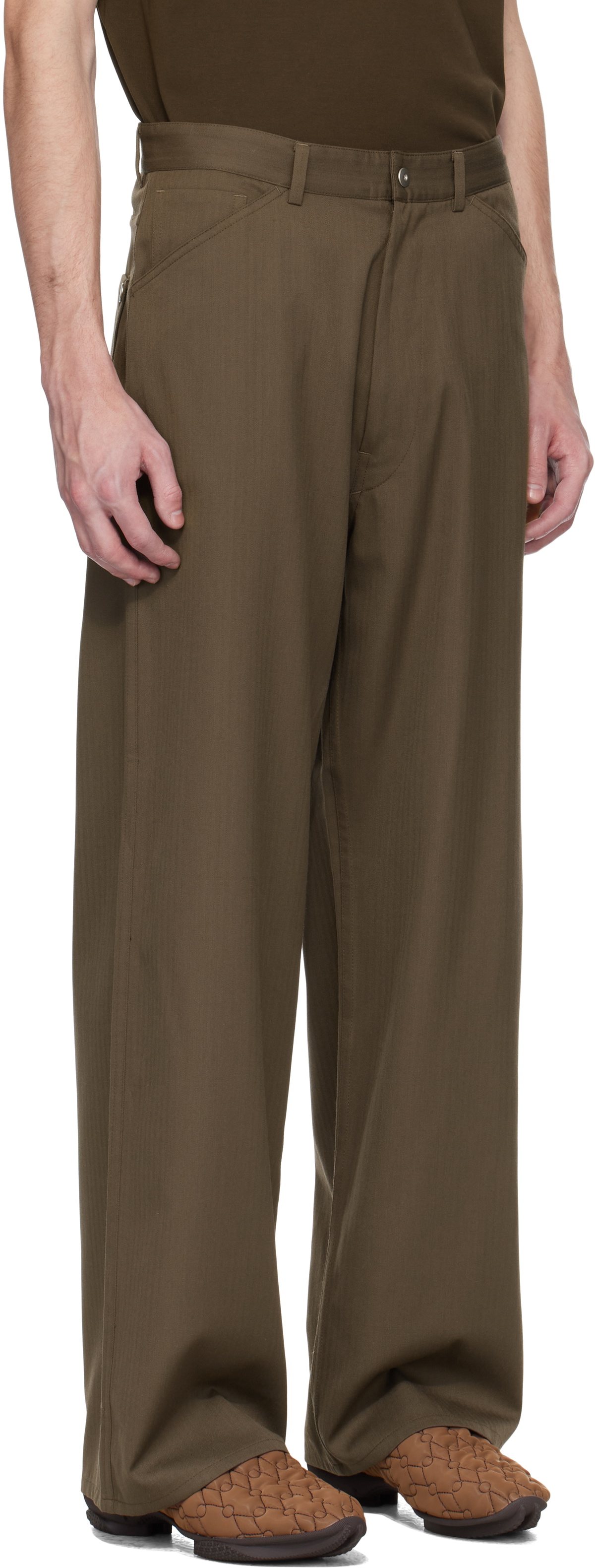 Omar Afridi Brown Wool Herringbone Trousers Omar Afridi