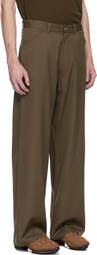 Omar Afridi Brown Wool Herringbone Trousers