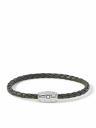Montblanc - Silver-Tone Woven Leather Bracelet
