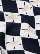 Maison Kitsuné - Profile Fox Argyle Knitted Sweater Vest - Blue