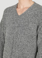 Marled Boucle V-Neck Sweater in Grey