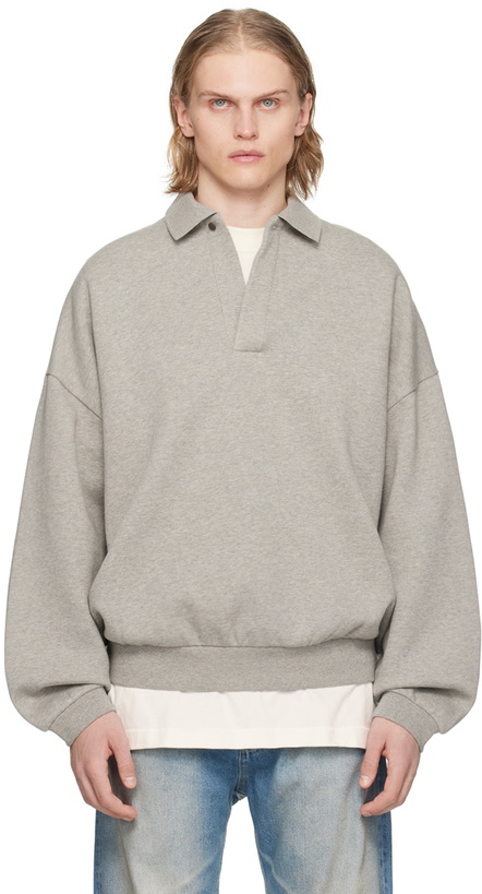 Photo: Fear of God ESSENTIALS Gray Long Sleeve Polo