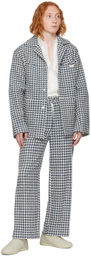 young n sang Navy & White Houndstooth Blazer