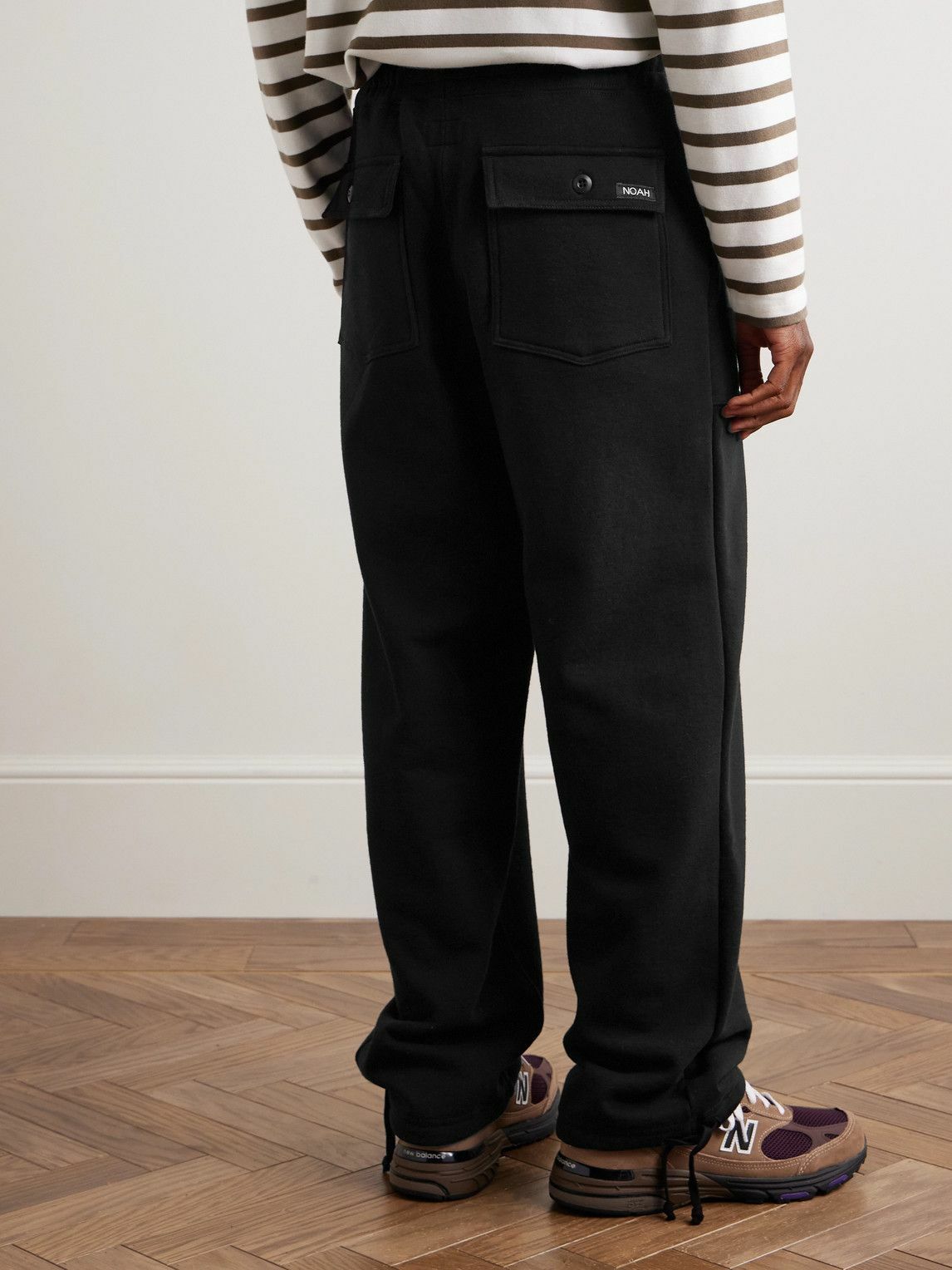 Noah - Fatigue Straight-Leg Cotton-Jersey Sweatpants - Black
