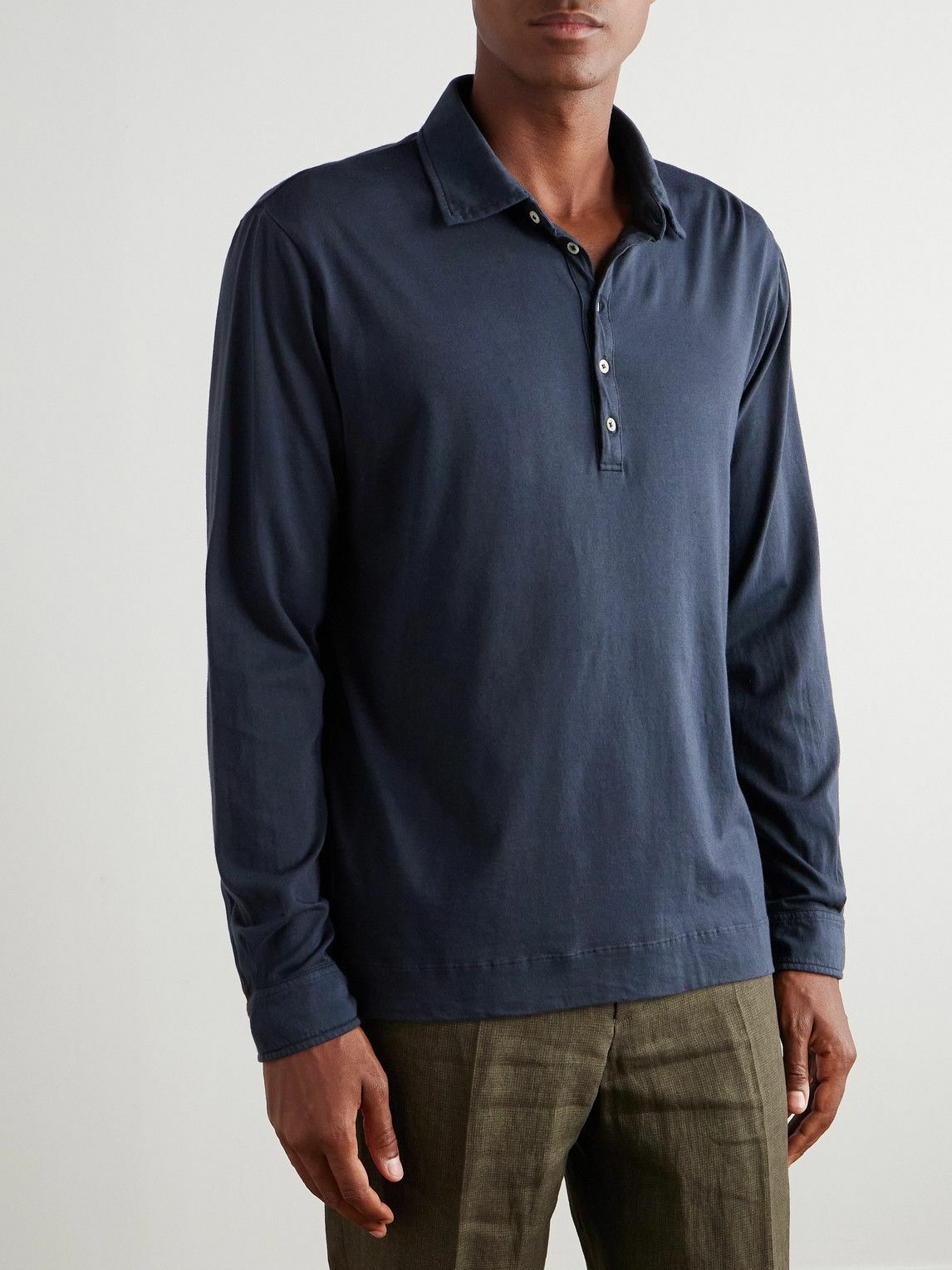 Massimo Alba - Ischia Cotton and Cashmere-Blend Jersey Polo Shirt - Blue