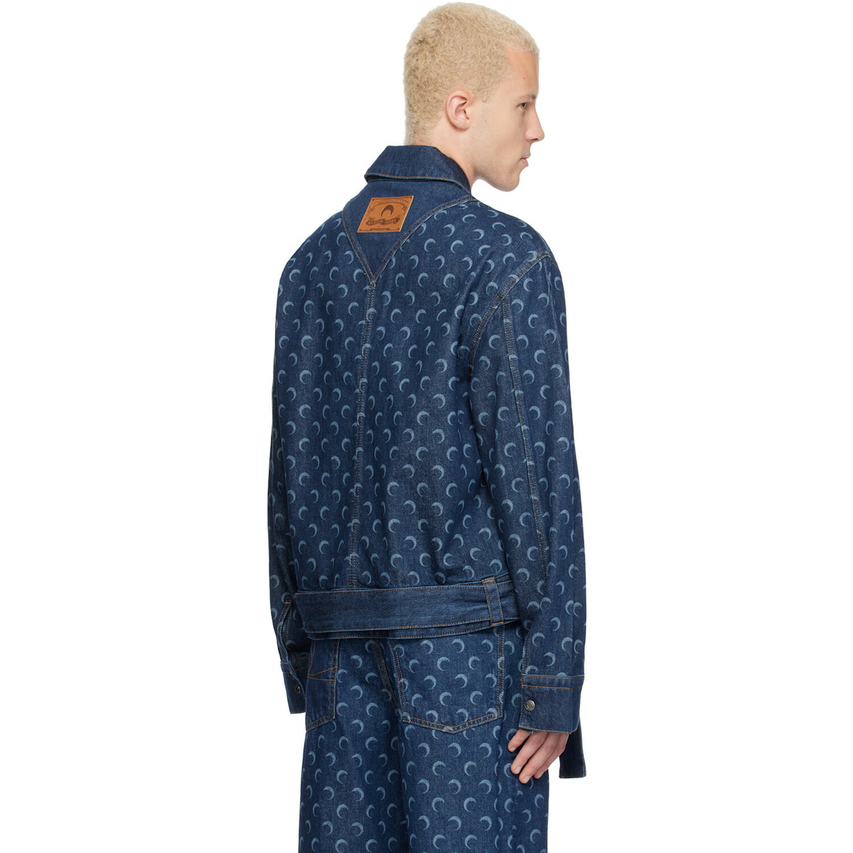 Marine Serre Blue Belted Trucker Denim Jacket