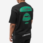 Men's AAPE Street Baseball Moon Face Back Print T-Shirt in Black