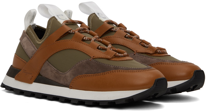 Salvatore Ferragamo Brown & Green Indy Sneakers Salvatore