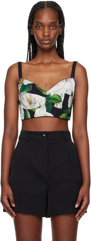 Photo: Dolce&Gabbana Black Gardenia Print Tank Top