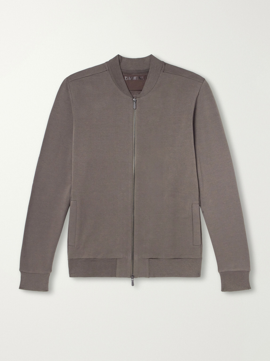 Zimmerli - Cotton-Blend Jersey Zip-Up Overshirt - Brown