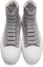 Alexander McQueen Grey Canvas Deck Plimsoll High Sneakers