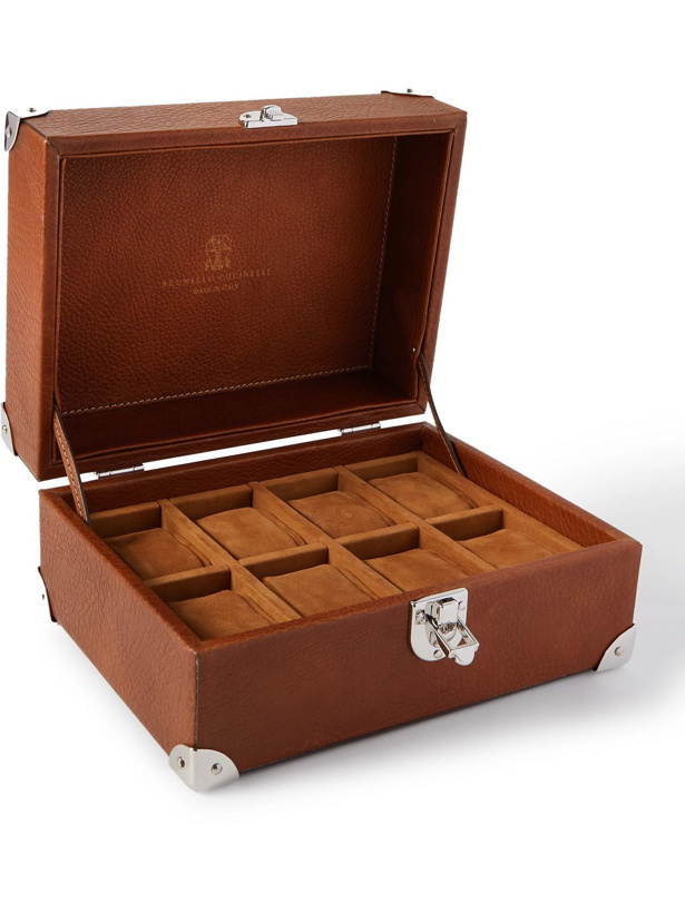 Photo: BRUNELLO CUCINELLI - Logo-Print Full-Grain Leather Watch Box