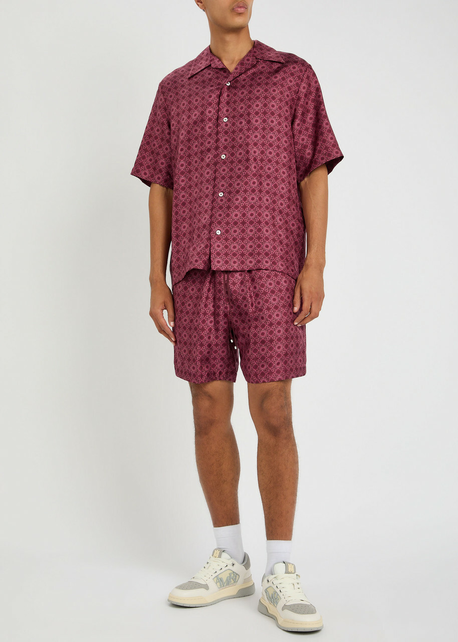 Amiri MA Quad Logo-monogrammed Silk Shirt Dark Red
