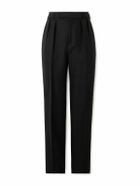CELINE - Keith Slim-Fit Pleated Wool and Mohair-Blend Twill Trousers - Black
