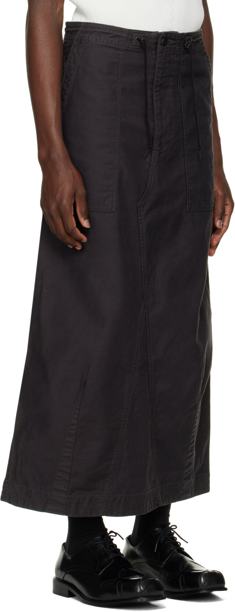 NEEDLES Black Back Sateen String Fatigue Skirt