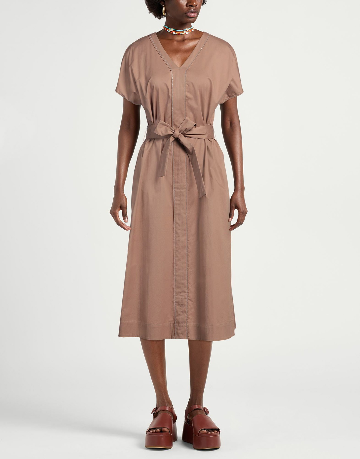 Peserico Womens Midi dress Light brown