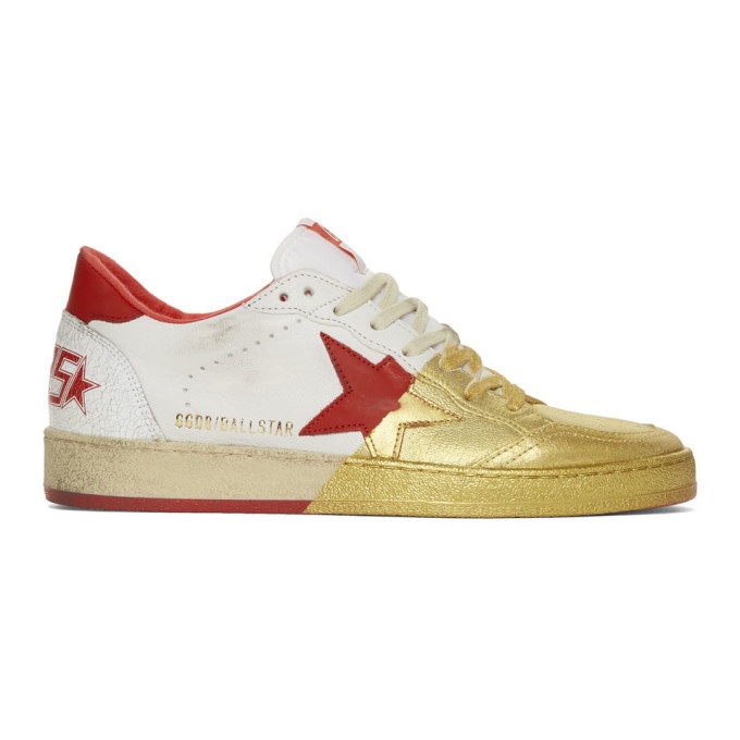 Photo: Golden Goose White and Gold Ball Star Sneakers