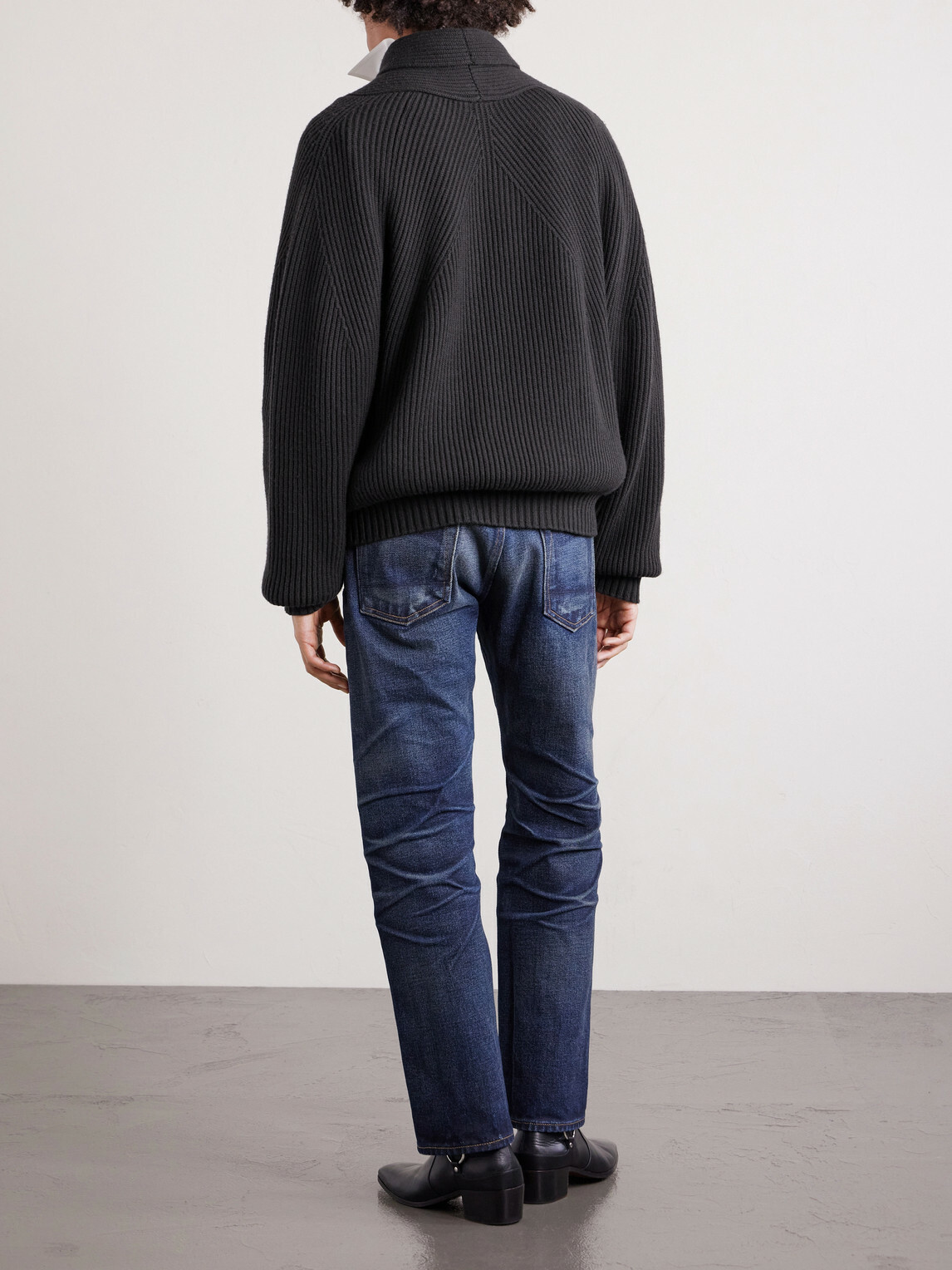 TOM FORD - Double-Breasted Ribbed Cashmere and Wool-Blend Cardigan - Gray