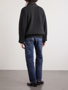 TOM FORD - Double-Breasted Ribbed Cashmere and Wool-Blend Cardigan - Gray