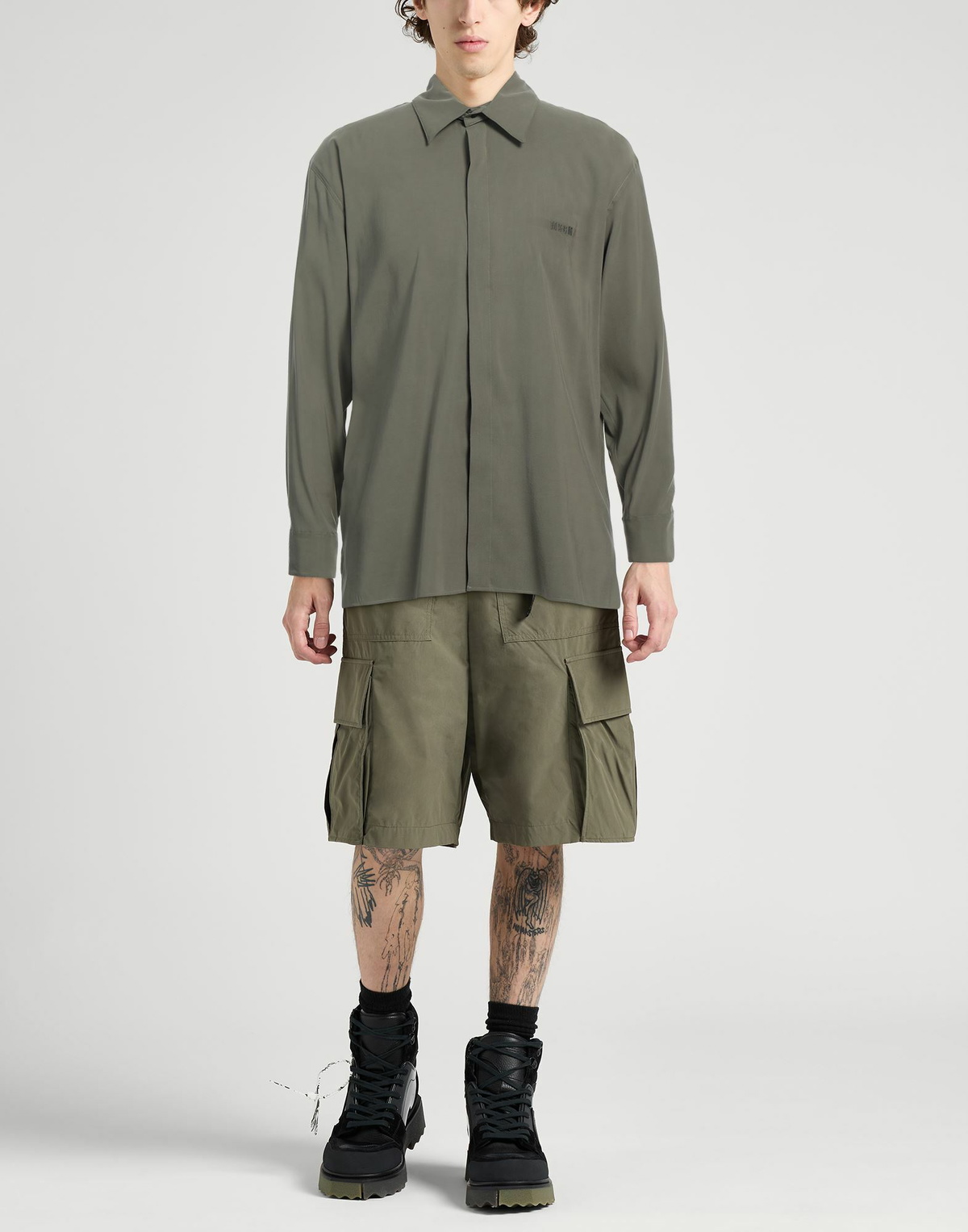 Msgm Mens Shirt Military in Green