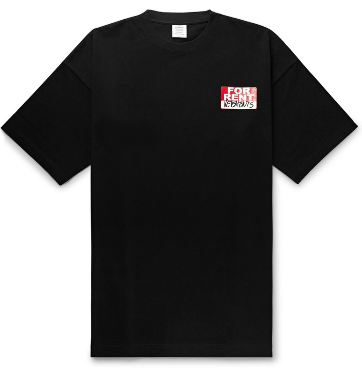 Photo: Vetements - Oversized Logo-Print Cotton-Jersey T-Shirt - Black