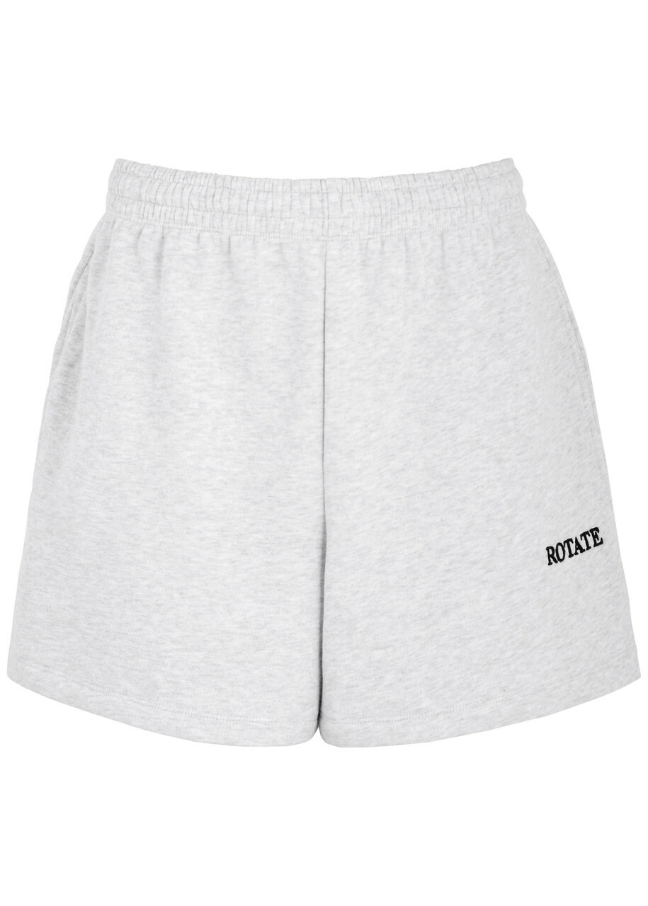 Rotate Sunday Logo-embroidered Cotton Shorts Light Grey