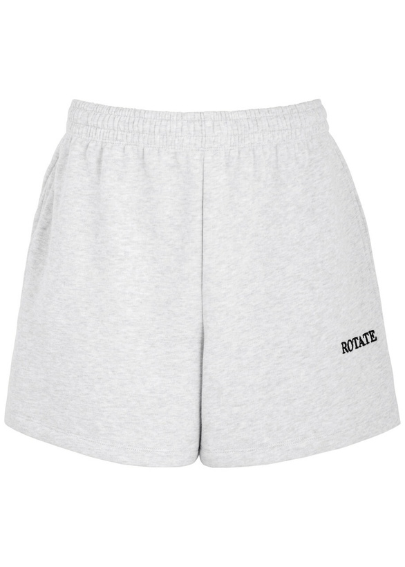 Photo: Rotate Sunday Logo-embroidered Cotton Shorts Light Grey