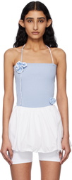 Kijun Blue Crochet Knit Tube Top