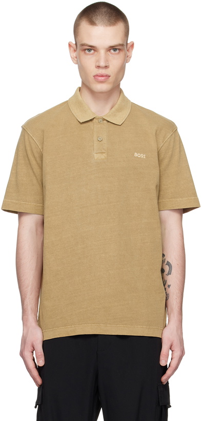 Photo: BOSS Beige Embroidered Polo