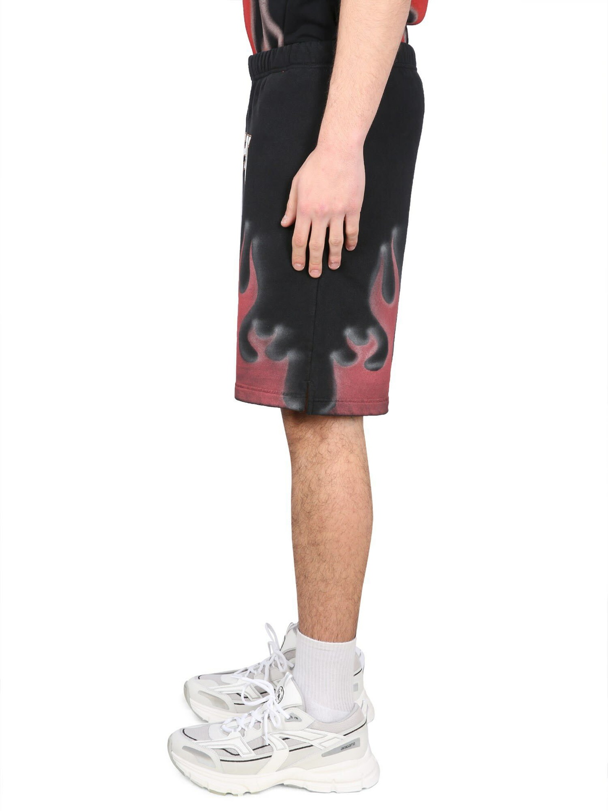 HERON PRESTON Bermuda Shorts With Flames Print