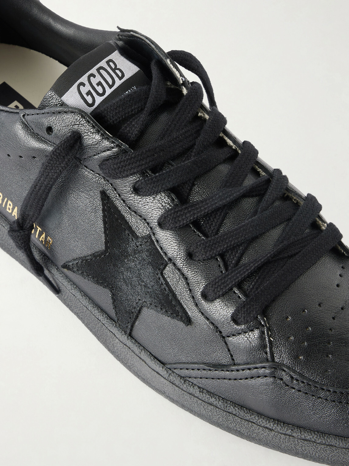 Golden Goose - Ball Star Distressed Suede-Trimmed Leather Sneakers - Black