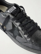 Golden Goose - Ball Star Distressed Suede-Trimmed Leather Sneakers - Black