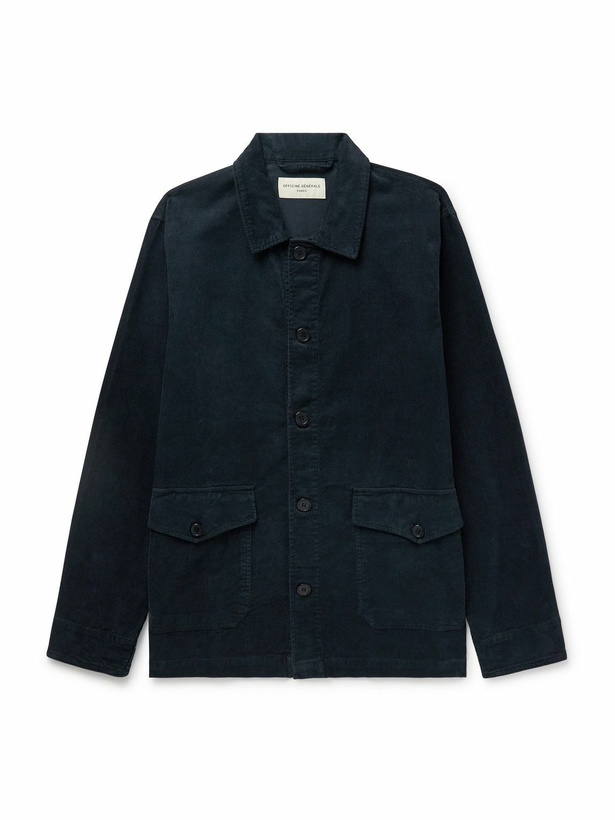 Photo: Officine Générale - Ezel Garment-Dyed Cotton-Blend Corduroy Overshirt - Blue